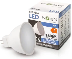 ECOLIGHT LED žiarovka MR16 12V 2W studená biela