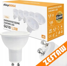 SADA 6x LED žiarovka GU10 1,5W 135lm - neutrálna biela