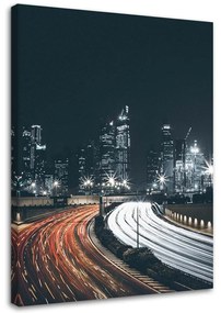 Obraz na plátně Noční silnice ve městě - 80x120 cm