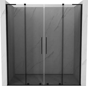 Mexen Velar L Duo, posuvné sprchové dvere do otvoru 180 cm, 8mm šedé sklo, čierna matná, 871-180-003-42-70