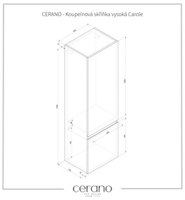 CERANO - Kúpeľňová skrinka vysoká Carole - biela matná - 45x150x34 cm