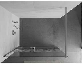 Mexen Kioto+, sprchová zástena s poličkou a držiakom na uteráky 130 x 200 cm, 8mm číre sklo vzor biely, chrómový profil, 800-130-121-01-85