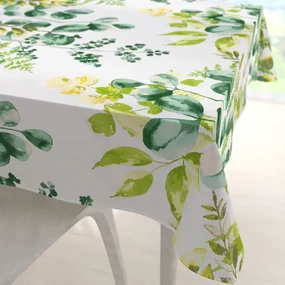 Biante Bavlnený štvorcový obrus Sandra SA-244 Zelený eukalyptus na bielom 80x80 cm