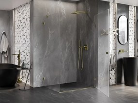 Mexen Lunar-B, pravostranný výklopný sprchový kút 100 x 70 cm, 8mm číre sklo, zlatý profil, 832-100-070-50-00-P