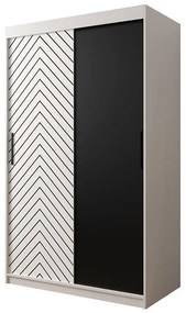 Skriňa Jodełka 120 biely/biely/čierna