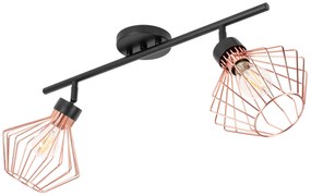 Toolight Toolight, stropná lampa typu reflektor 2xE27 APP535-2C, čierna-ružové zlato, OSW-08560