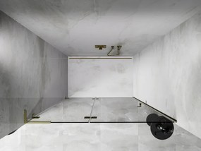 Mexen, Mexen Lunar L Otočné ľavé sprchové dvere 130 cm, transparentné, zlaté - 834L-130-000-50-00-L
