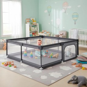Detská ohrádka – zatvorená, 200 × 180 × 66 cm, skladacia, sivá Springos HA7529