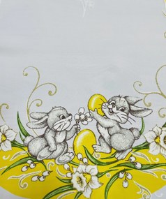 Veľkonočný obrus Zajačiky žltý 90x90cm TiaHome