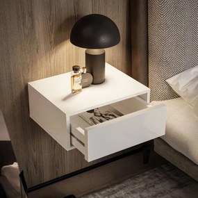 NOČNÝ STOLÍK EDWARD BIELY VYSOKÝ LESK ZÁVESNÝ