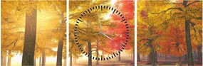 Obraz jesenných stromov (s hodinami) (90x30 cm)