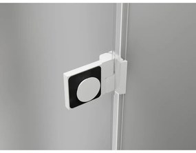 Mexen Lunar-B, pravostranný výklopný sprchový kút 100 x 100 cm, 8mm číre sklo, biely profil, 832-100-100-20-00-P