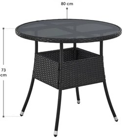InternetovaZahrada Ratanový okrúhly stôl Yoro Ø80 cm - čierny