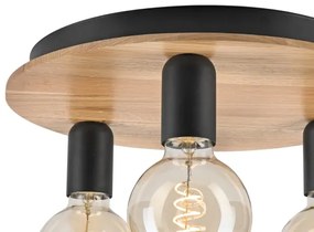Stropné svietidlo DUSTY 3xE27/15W/230V pr. 34 cm dub/čierna