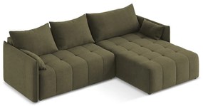 Khaki rozkladacia/s úložným priestorom rohová pohovka (pravý roh/s leňoškou) Moku – Makamii