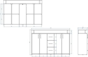 Komoda Drift, antracitová šedá