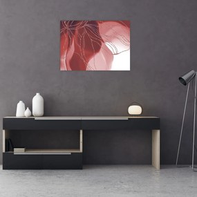Sklenený obraz - Červená abstraktná kvetina N⁰1 (70x50 cm)