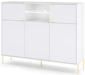 Komoda Diamond s LED osvětlením 153,9 cm bílý lesk