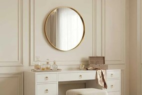 Okrúhle zrkadlo Lineo Gold – Zlatý kovový rám (Ø 40 cm)