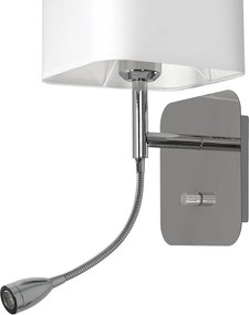 Nástenné svietidlo Napoli, 1x biele textilné tienidlo + 1xLED 1w, ch