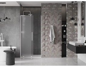 Mexen Velar L, posuvné sprchové dvere do otvoru 120 cm, 8mm sklo námraza, biela matná, 871-120-003-31-20