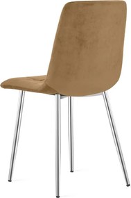 Jedálenská stolička KARA zamatová, hnedá / strieborné nohy