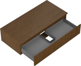 Mexen Rivel, kúpeľňová skrinka 100 cm s hornou časťou, 1 zásuvka, drážkovaná, orech, 91A20-10023-1-BFC86