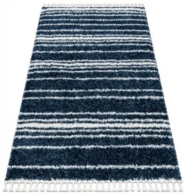styldomova Krémový/modrý berber koberec so strapcami Unio 4080