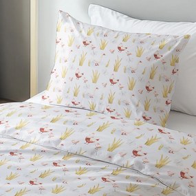 Biante Detské bavlnené posteľné obliečky Sandra SA-752 Sliepočky a húsky na bielom Predĺžené 140x220 a 70x90 cm