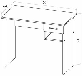 AKCIA Písací stôl v dekore dub artisan s antracitovou doskou B-011 II. akosť