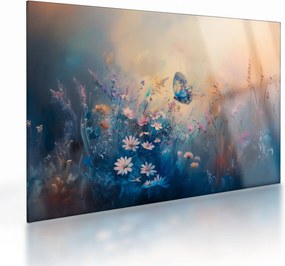 Sklenený obraz - Lúka s motýľom (70x50 cm)