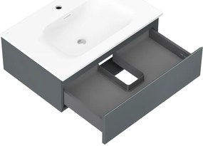 Mexen Orio, kúpeľňová skrinka 70 cm s umývadlom Vela, 1 zásuvka, grafitová matná/biela matná, 91A10-07023-1-BF66-W23M01