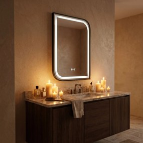 Rea Zone, LED zrkadlo, 50x70 cm, čierna matná, HOM-00302
