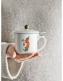 Krémový hrnček s vianočným motívom so sitkom z kameniny 300 ml Valentin – Bloomingville