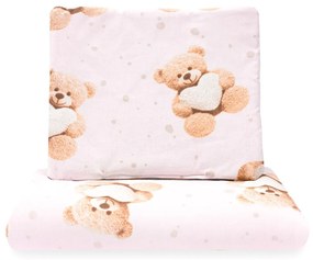 Obojstranný Set z Velvet a bavlny do kočíka New Baby Love Teddy Bear pink
