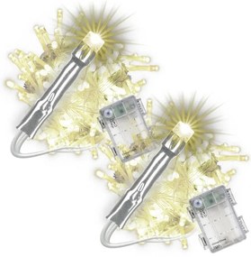 Sada vianočných LED reťazí, 100 LED, teplá biela, 2 ks