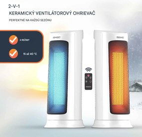 InternetovaZahrada Ventilátorový ohrievač 2000 W - biely