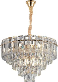 Toolight Toolight, krištáľové závesné svietidlo 50cm, 7xE14, G056-CP, zlatá, OSW-08990