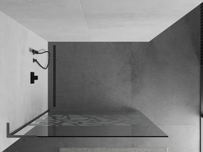 Mexen Kioto L, sprchová zástena Walk-In 110 x 200 cm, 8mm číre sklo biely vzor, grafitový profil, 800-110-103-66-85