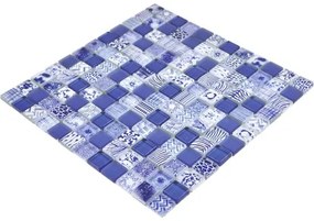 Sklenená mozaika štvorcová crystal mix blue