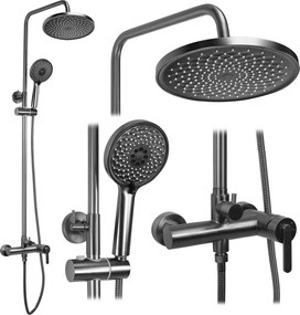 Rea Ontario, sprchový set nástenný s dažďovou sprchou, grafitová matná, REA-P9495