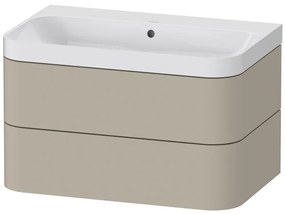 DURAVIT Happy D.2 Plus c-shaped závesná skrinka s nábytkovým umývadlom bez otvoru, 2 zásuvky, 775 x 490 x 480 mm, taupe matná lakovaná, HP4347N6060