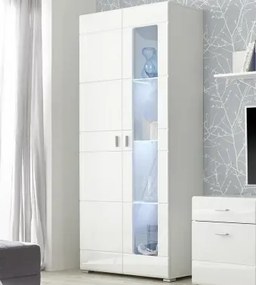 Vysoká vitrína Enrique, biely lesk%