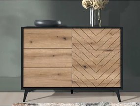 Úložná komoda so zásuvkami Diamond, čierna/dub%