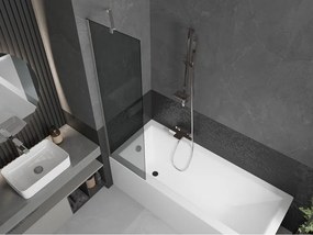 Mexen Next, 1-krídlová vaňová zástena 50 x 150 cm, 6mm šedé sklo, oceľová, 895-050-000-00-40-97