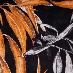 Čierny zamatový záves na kruhy s motívom maľovaným vetvičiek 140 x 250 cm