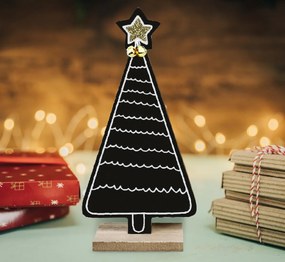 Drevená dekorácia vianočný stromček čierna