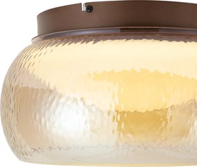 Stropná lampa v štýle Art Deco hnedá s jantárovým sklom vrátane LED 3-stupňovo stmievateľná - Thimble