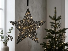 Vianočná dekorácia hviezda STARIELLE s LED osvetlením 40 cm, čierna