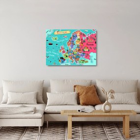 Sklenený obraz - Detská mapa Európy (70x50 cm)